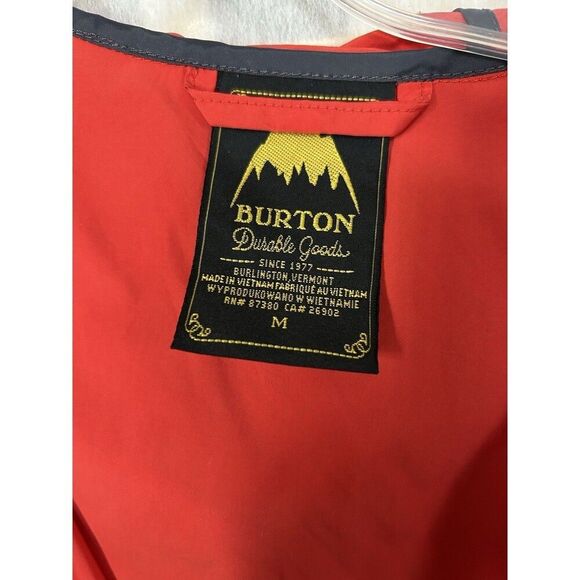 Burton Mens Red Gray Color block Dryride Windbreaker Anorak Nylon Jacket M - Picture 3 of 14